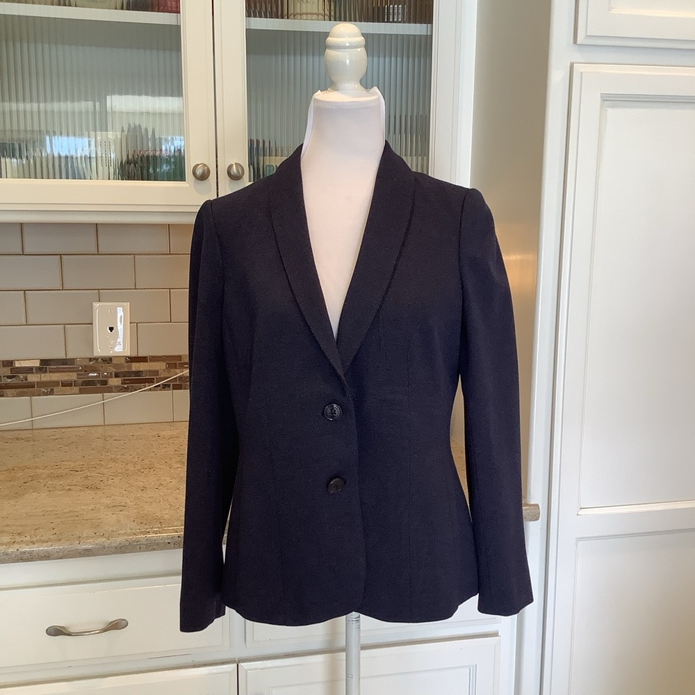 Talbots Italian Luxe Knit Blue Women's Blazer Size 10 P Two Button